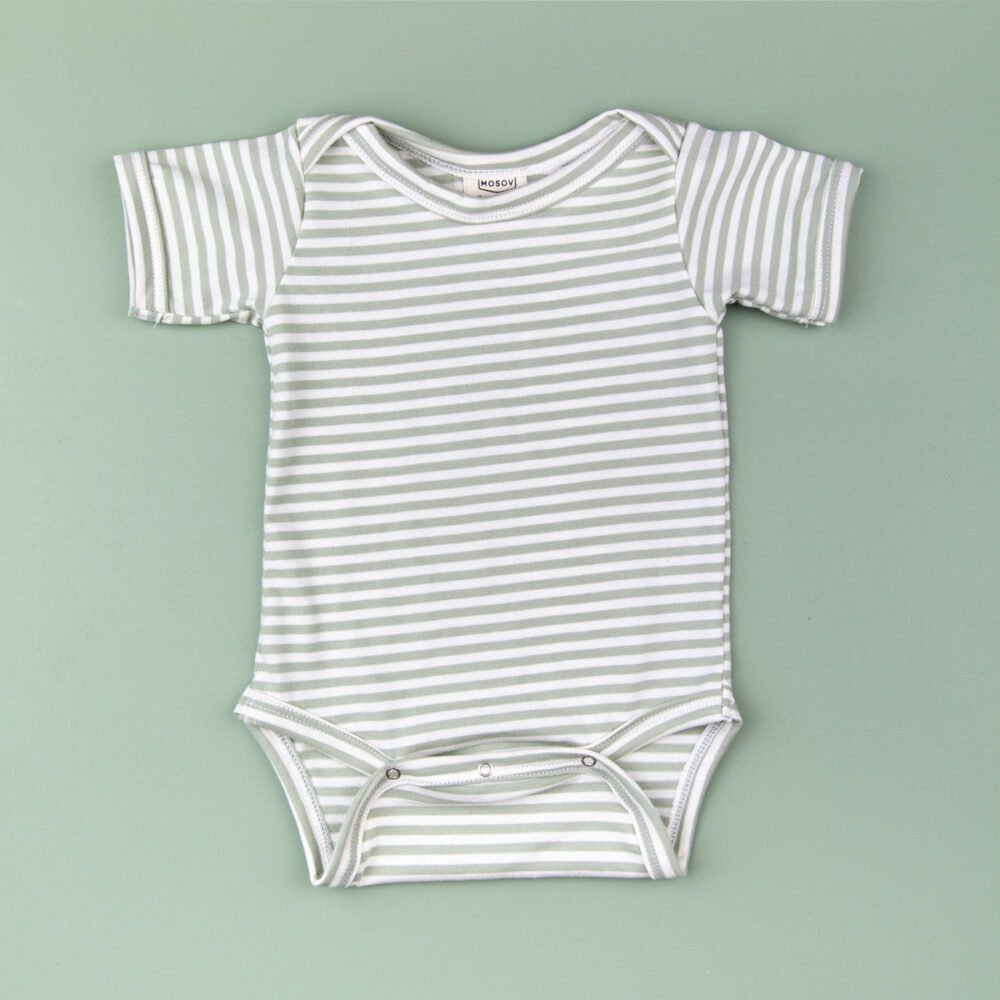 Sage Stripe Organic Cotton Bodysuit
