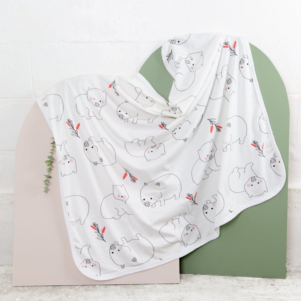 Organic Cotton Baby Blanket -Wombats - Image 3