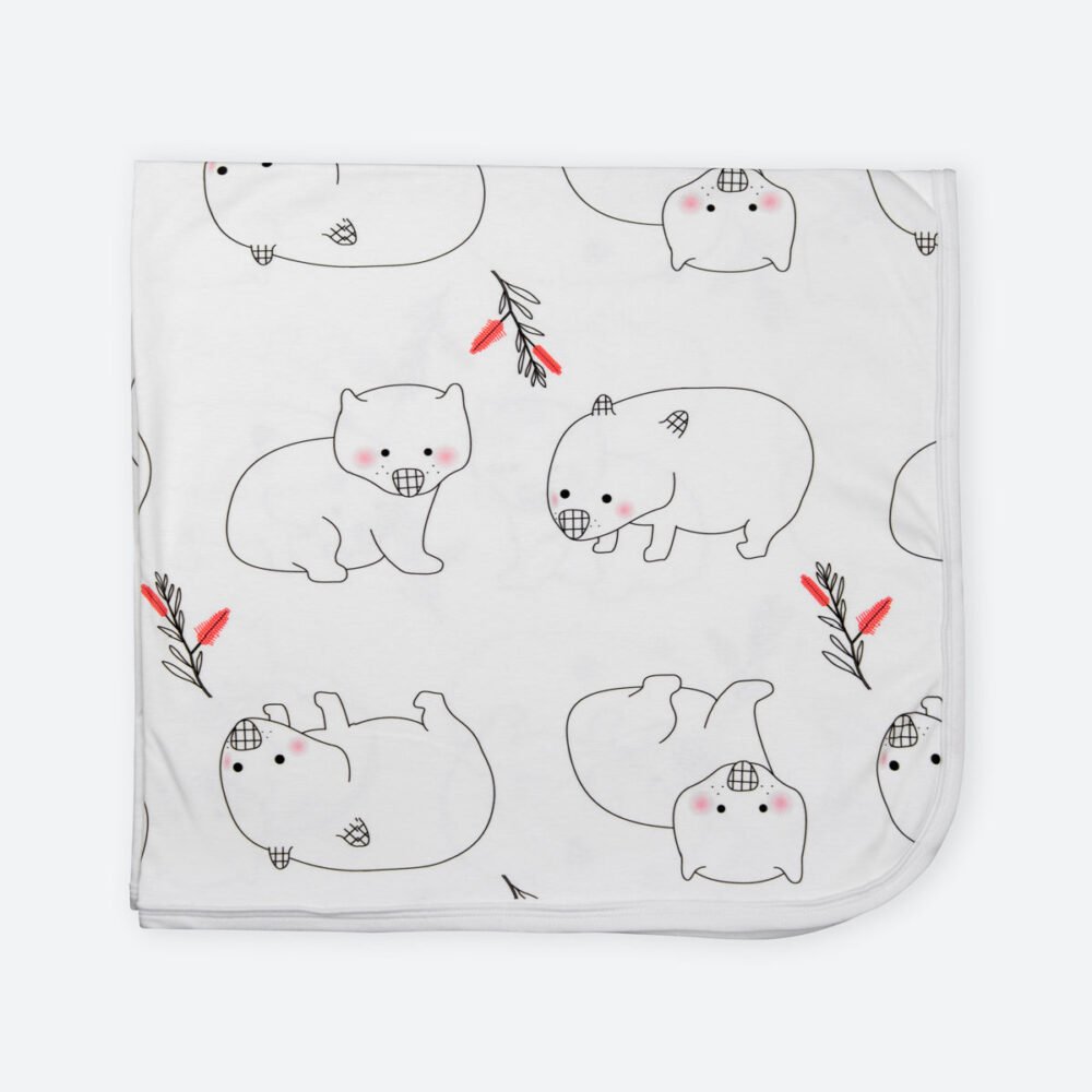 Organic Cotton Baby Blanket -Wombats - Image 4