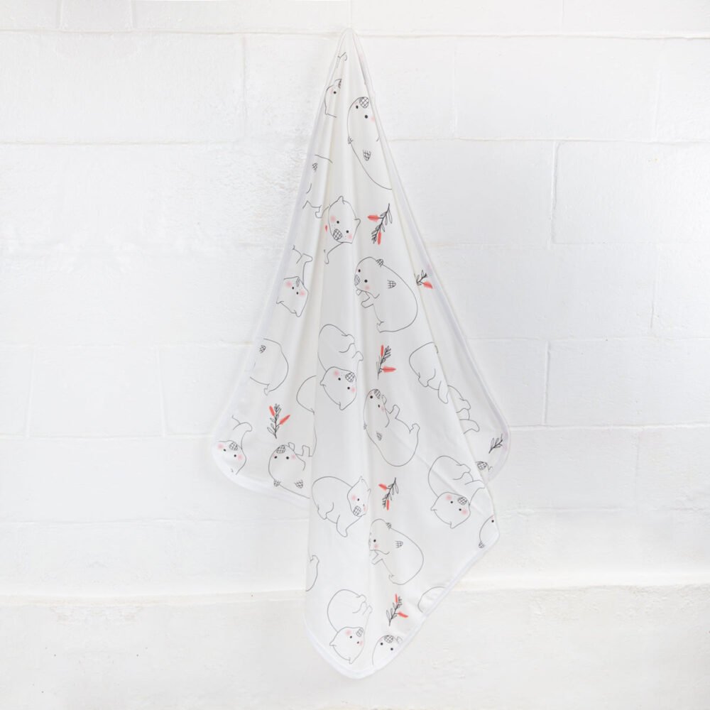 Organic Cotton Baby Blanket -Wombats - Image 2